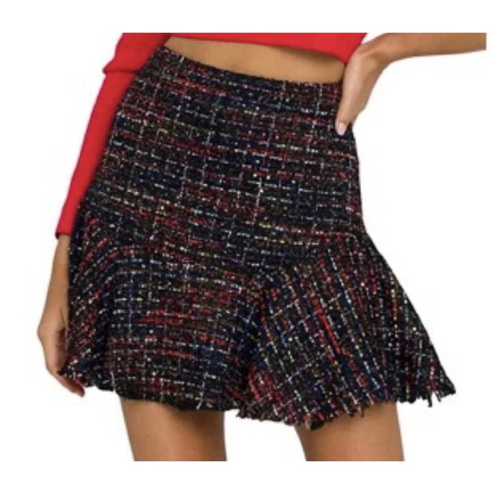 Grey Lab Tweed Flare Mini Skirt NWT